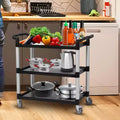 Chariot de service robuste de 163 kg avec roulettes verrouillables, chariot utilitaire roulant commercial à 3 niveaux pour cuisine de restaurant, nettoyage d'hôtel