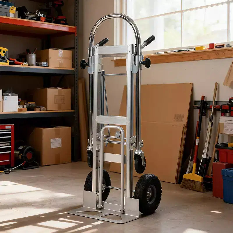 1000 Lbs Capacity Aluminum Folding Hand Truck, 4-in-1 Convertible Dolly Cart with Rubber Wheels for Warehouse Supermarket Garden