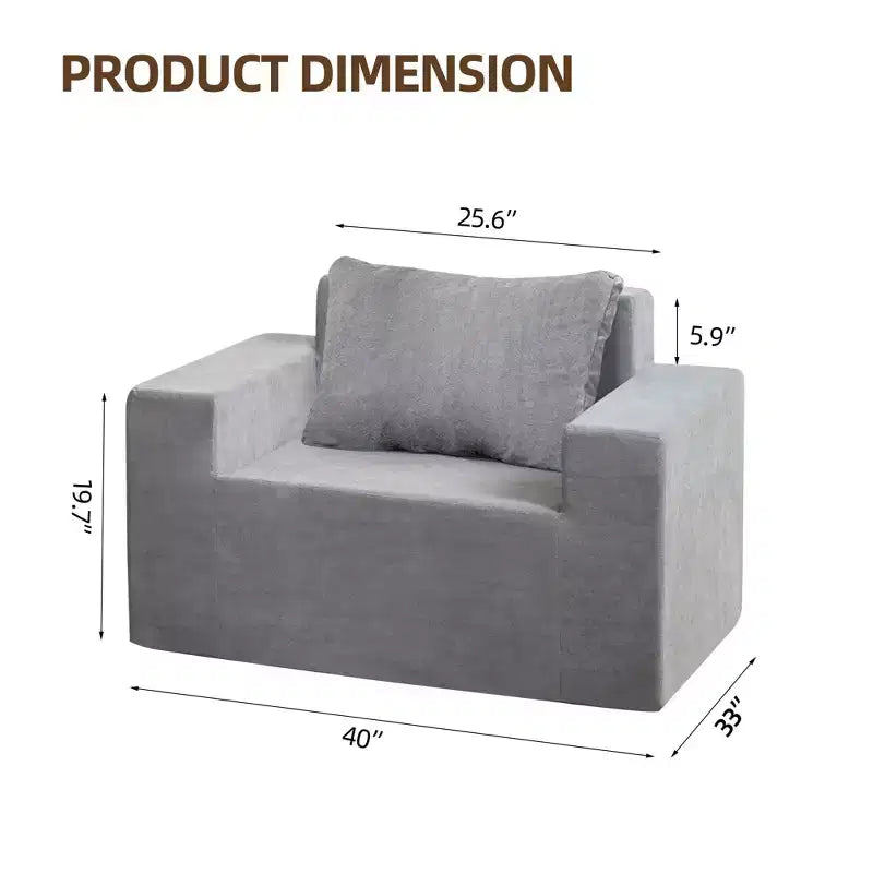 Large Bean Bag Sofa, High-Density Foam Floor Chair with Included Pillow, Modern Lazy Sofa Chair for Adults in Living Room