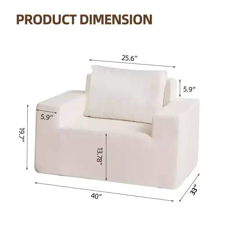 Large Bean Bag Sofa, High-Density Foam Floor Chair with Included Pillow, Modern Lazy Sofa Chair for Adults in Living Room