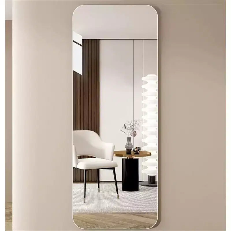Modern Full Length Body Mirror for Bedroom, Explosion-Proof Standing Full Wall Mirror with Round Corner, 59.05 Inch