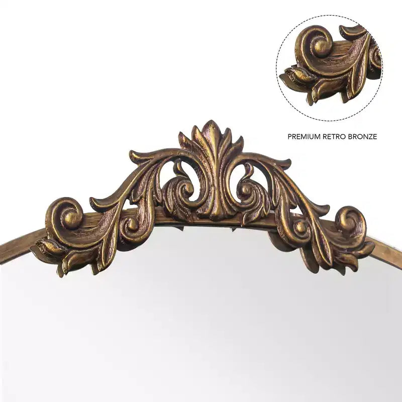 Modern Vintage Full Length Mirror with Ornate Arch, Beige