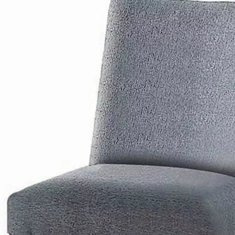 Set of Two 25 Inch Gray and Espresso Fabric and Solid Wood Counter Height Bar Chairs