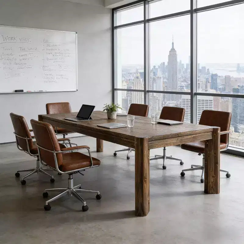 63 Inch Solid Wood Executive Desk, Farmhouse Large Computer Desk, Home Office Workstation