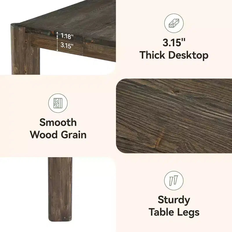 63 Inch Solid Wood Executive Desk, Farmhouse Large Computer Desk, Home Office Workstation