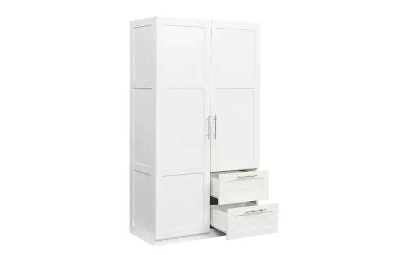71 H Armoire Wardrobe Closet For Bedroom, Freestanding Armoire Storage Cabinet With 2 Doors, Modern Wardrobe Cabinet With 3 Shelves White