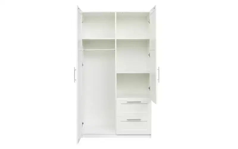 71 H Armoire Wardrobe Closet For Bedroom, Freestanding Armoire Storage Cabinet With 2 Doors, Modern Wardrobe Cabinet With 3 Shelves White
