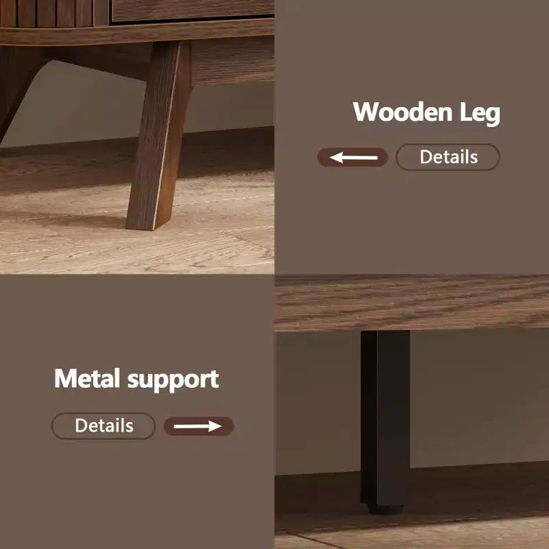 6 Drawer Dresser Roller shutter Chest of Drawers Curved Profile Design Wood Drawer Organizer for Bedroom Living Room Hallway Entryway