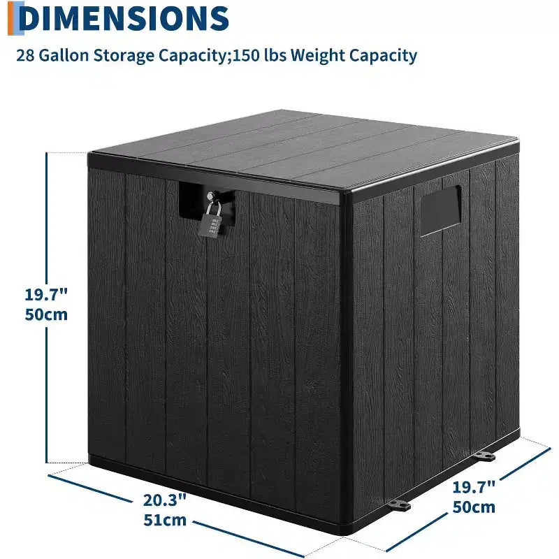 28 Gallon Outdoor Deck Box, Heavy Duty Waterproof Resin Storage with Locking Lid