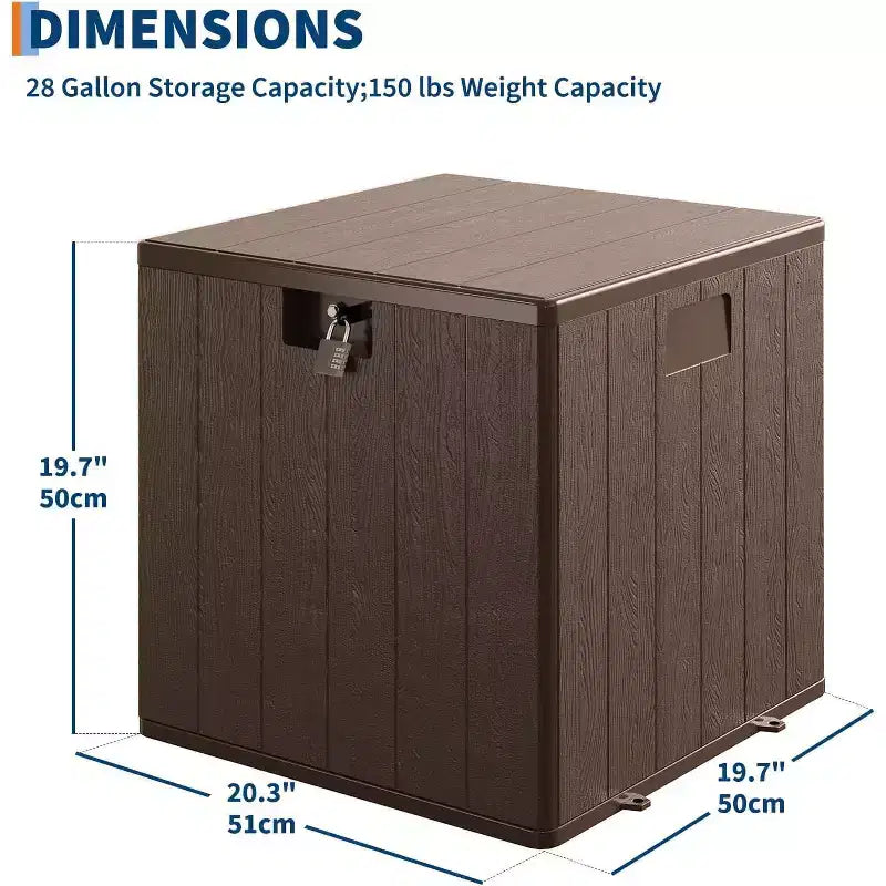 28 Gallon Outdoor Deck Box, Heavy Duty Waterproof Resin Storage with Locking Lid