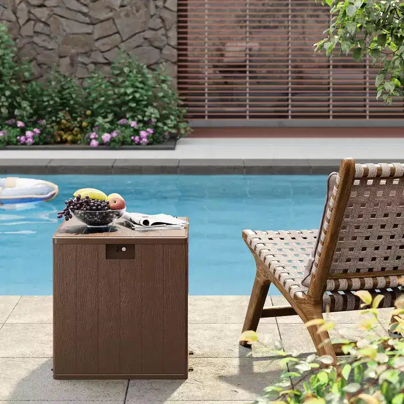 28 Gallon Outdoor Deck Box, Heavy Duty Waterproof Resin Storage with Locking Lid
