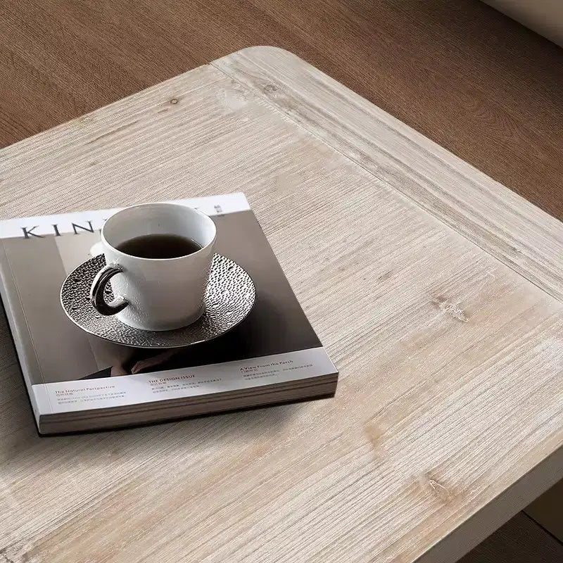 Farmhouse Vintage Coffee Table, Curved Art Deco Design