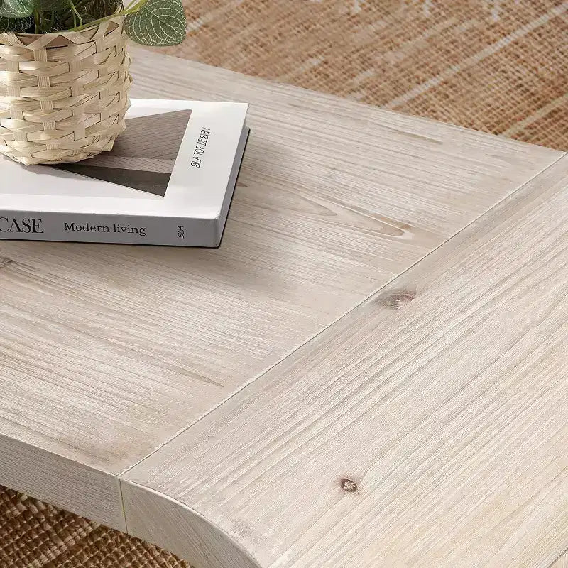 Farmhouse Vintage Coffee Table, Curved Art Deco Design