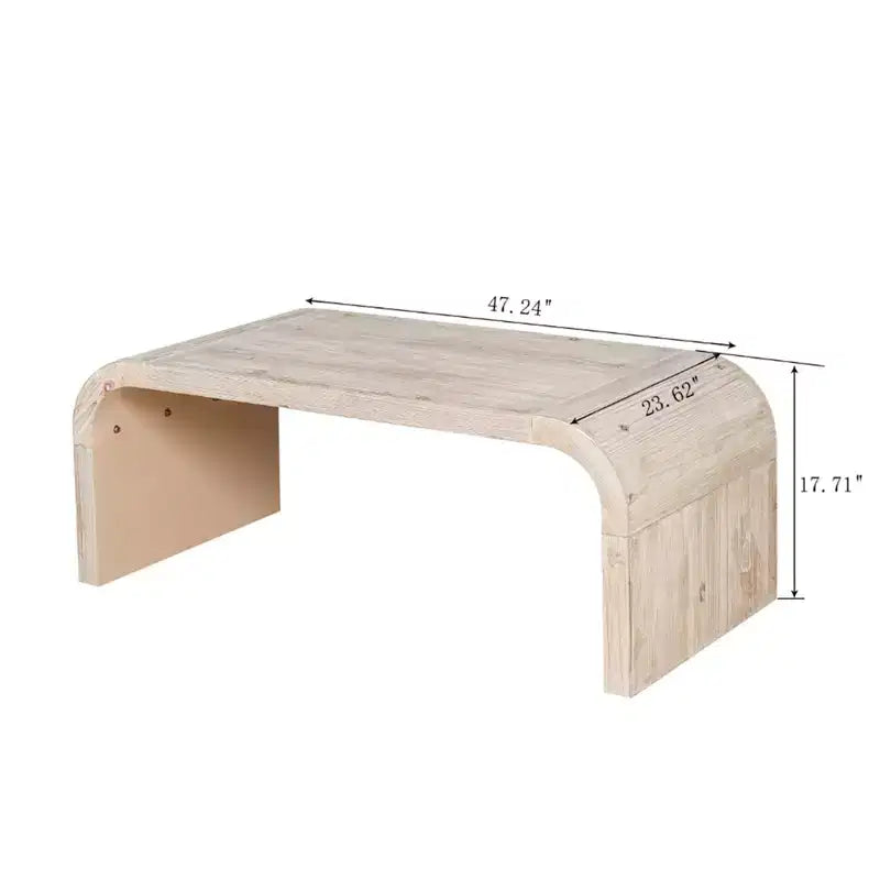 Farmhouse Vintage Coffee Table, Curved Art Deco Design
