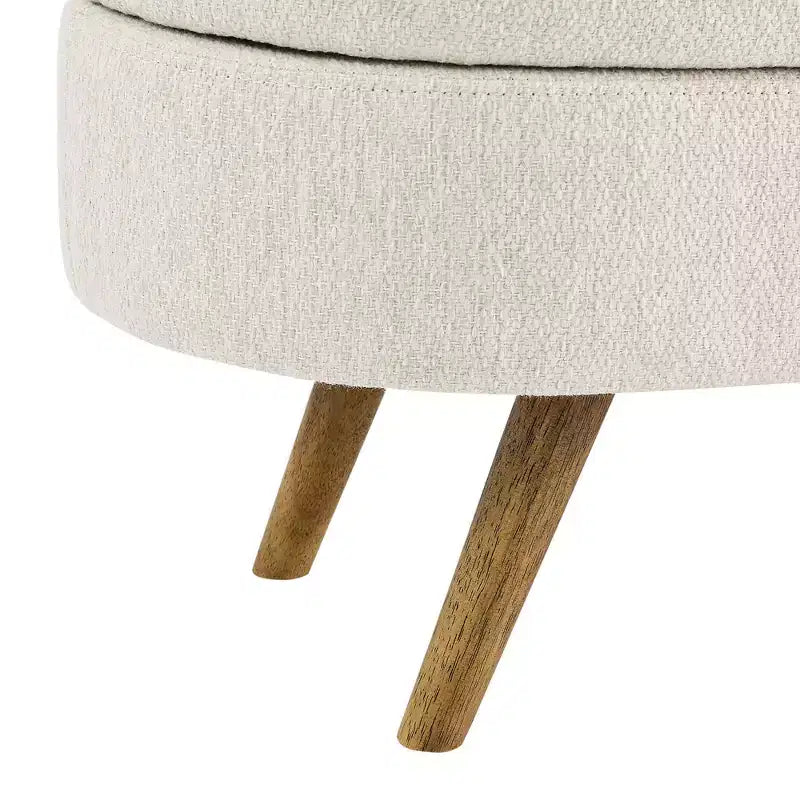 43 Inch Versatile End-of-Bed Ottoman Bench with Storage, Soft Linen, Rubberwood Legs, 250 lbs Capacity