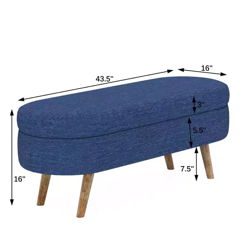 43 Inch Versatile End-of-Bed Ottoman Bench with Storage, Soft Linen, Rubberwood Legs, 250 lbs Capacity