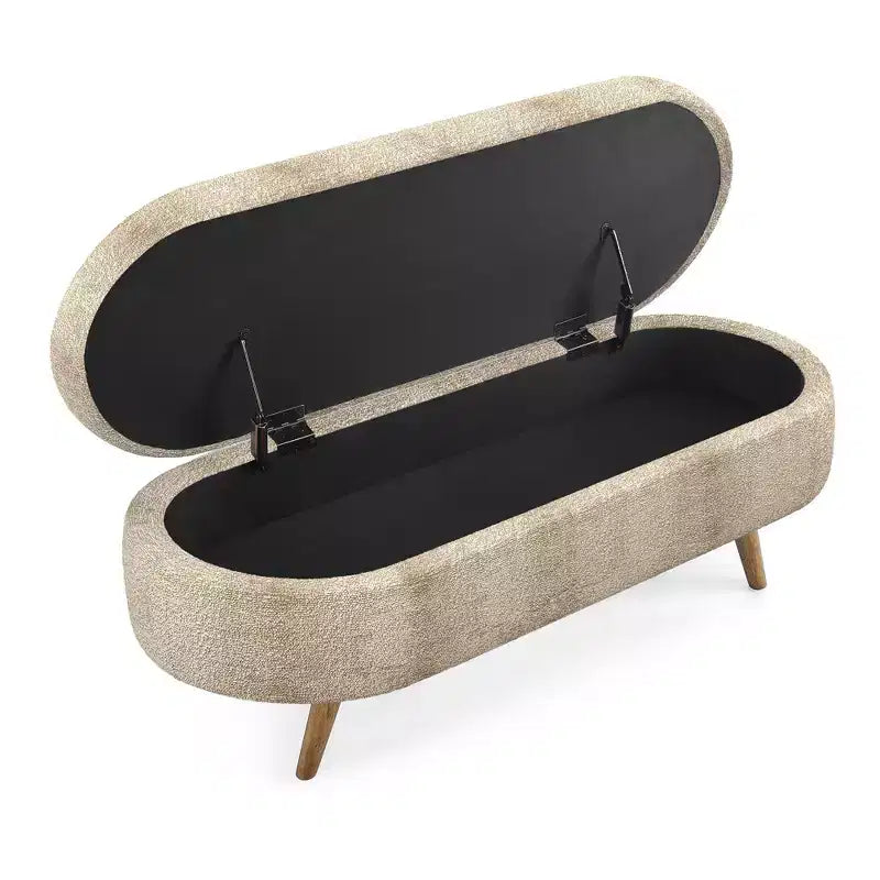43 Inch Versatile End-of-Bed Ottoman Bench with Storage, Soft Linen, Rubberwood Legs, 250 lbs Capacity
