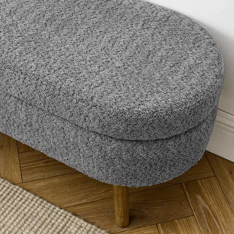 43 Inch Versatile End-of-Bed Ottoman Bench with Storage, Soft Linen, Rubberwood Legs, 250 lbs Capacity
