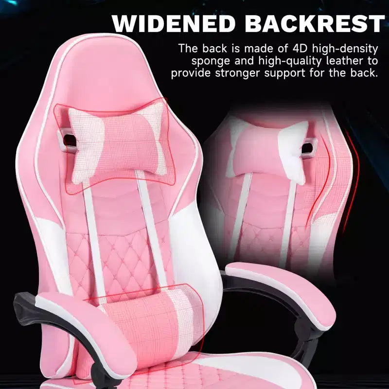 Ergonomic Gaming Chair with Massage Lumbar Support and Footrest