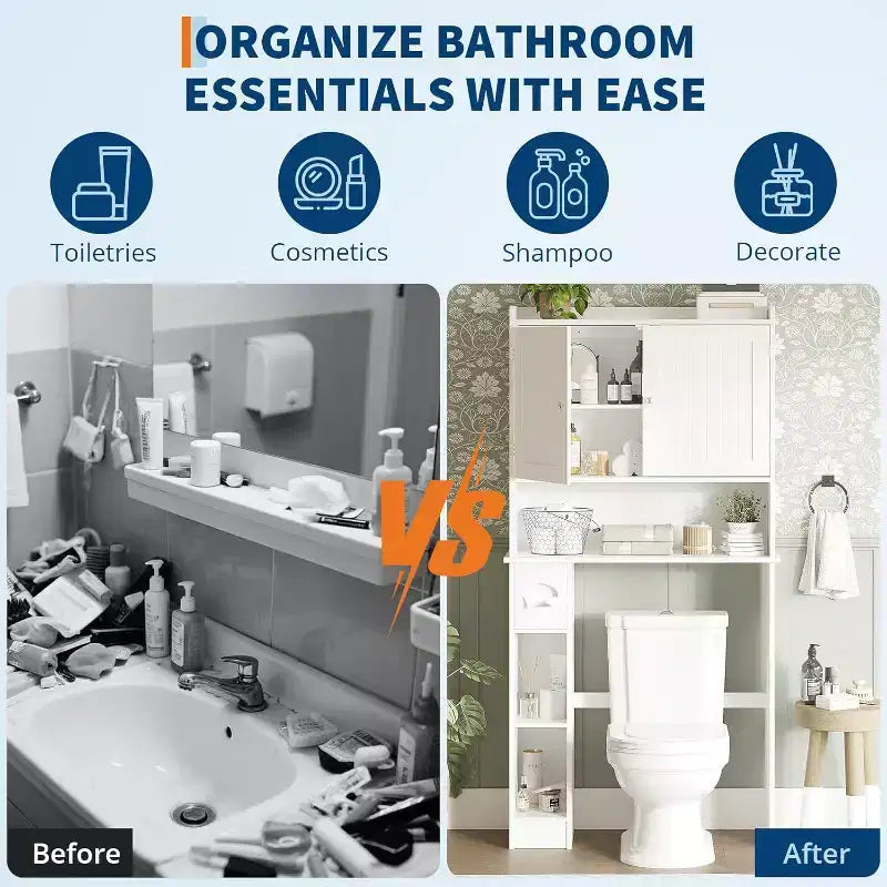 Over Toilet Storage Cabinet with Barn Doors and Adjustable Shelves