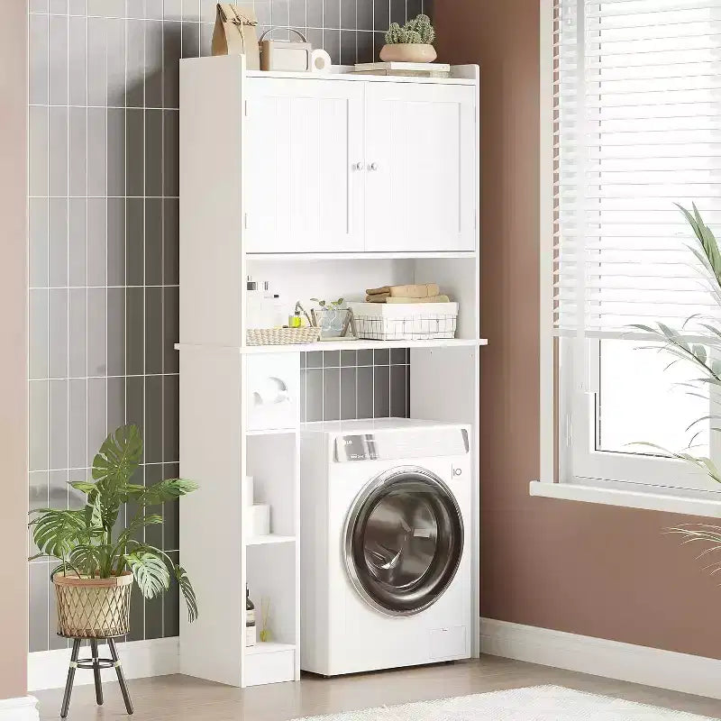 Over Toilet Storage Cabinet with Barn Doors and Adjustable Shelves