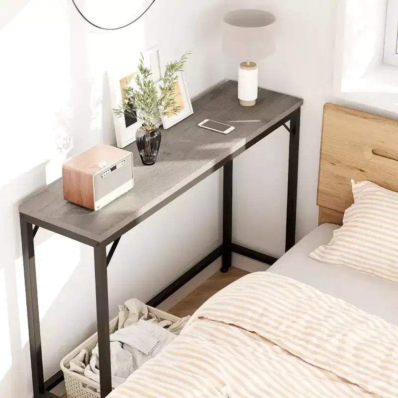 Modern Sofa Table, 39.4 in Industrial Style Console Table for Behind Couch, Entryway or Hallway, Sturdy Metal Frame with Wooden Top