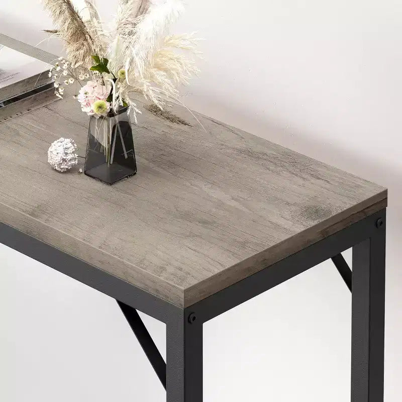 Modern Sofa Table, 39.4 in Industrial Style Console Table for Behind Couch, Entryway or Hallway, Sturdy Metal Frame with Wooden Top