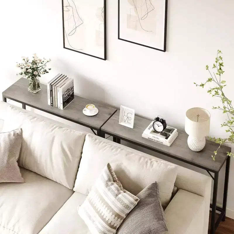 Modern Sofa Table, 39.4 in Industrial Style Console Table for Behind Couch, Entryway or Hallway, Sturdy Metal Frame with Wooden Top