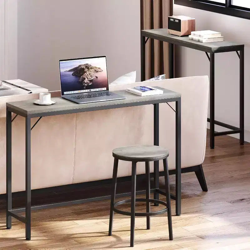 Modern Sofa Table, 39.4 in Industrial Style Console Table for Behind Couch, Entryway or Hallway, Sturdy Metal Frame with Wooden Top