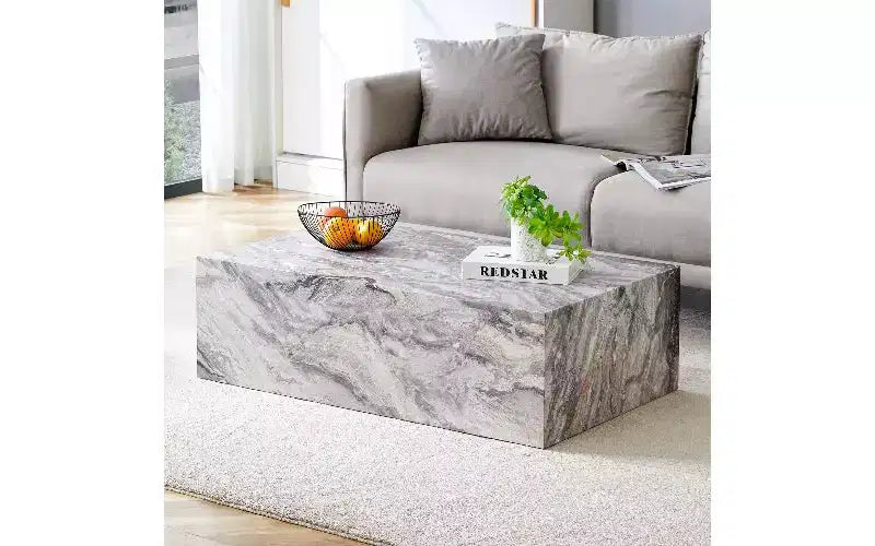 Minimalist Rectangular Coffee Table, Ready-to-Use Center Table for Living Room, Modern MDF Tea Table with Natural Texture
