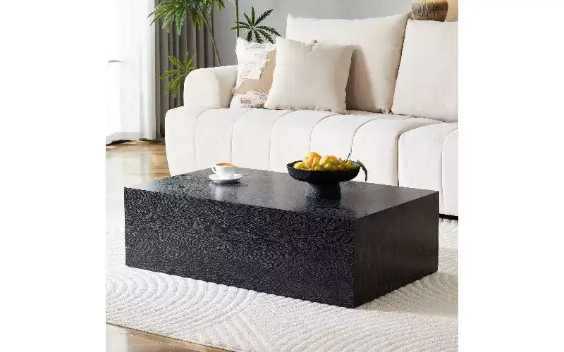 Minimalist Rectangular Coffee Table, Ready-to-Use Center Table for Living Room, Modern MDF Tea Table with Natural Texture
