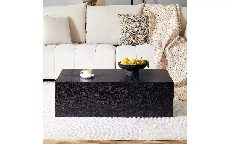 Minimalist Rectangular Coffee Table, Ready-to-Use Center Table for Living Room, Modern MDF Tea Table with Natural Texture