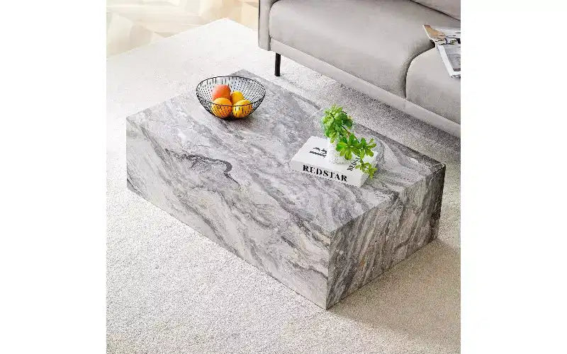 Minimalist Rectangular Coffee Table, Ready-to-Use Center Table for Living Room, Modern MDF Tea Table with Natural Texture