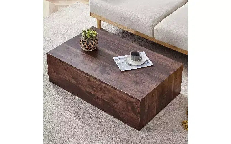 Minimalist Rectangular Coffee Table, Ready-to-Use Center Table for Living Room, Modern MDF Tea Table with Natural Texture