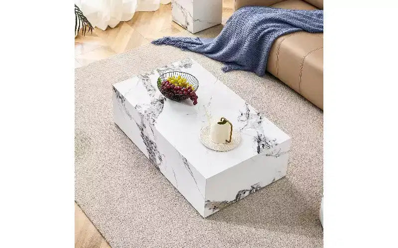 Minimalist Rectangular Coffee Table, Ready-to-Use Center Table for Living Room, Modern MDF Tea Table with Natural Texture