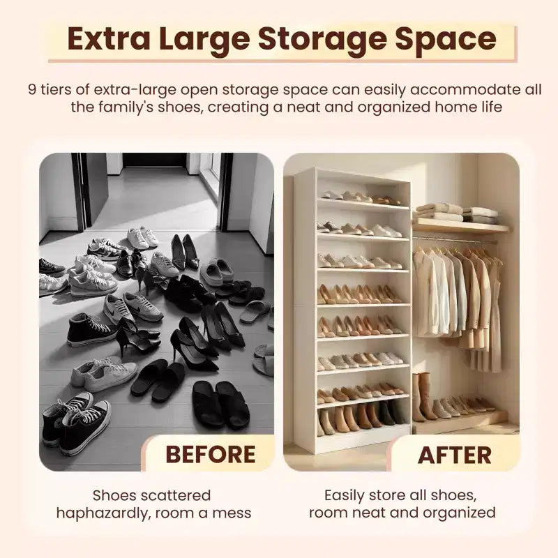 9 Tier Tall Shoe Cabinet with Adjustable Shelves