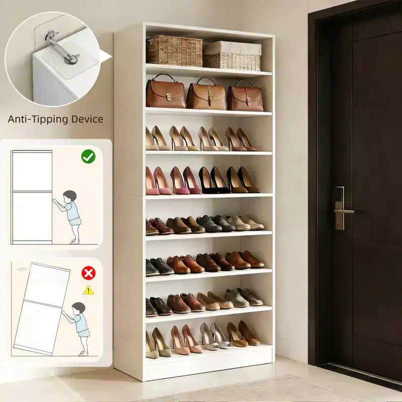 9 Tier Tall Shoe Cabinet with Adjustable Shelves