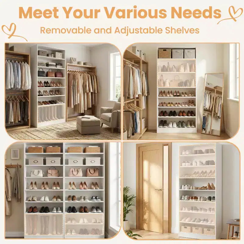 9 Tier Tall Shoe Cabinet with Adjustable Shelves