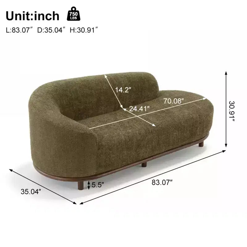 Modern Rubberwood Boucl Upholstered Chaise Lounge