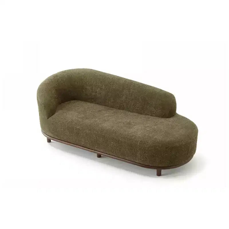 Modern Rubberwood Boucl Upholstered Chaise Lounge