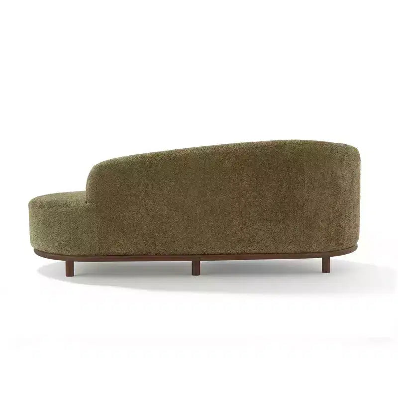 Modern Rubberwood Boucl Upholstered Chaise Lounge