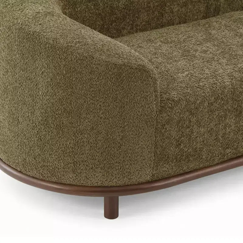 Modern Rubberwood Boucl Upholstered Chaise Lounge