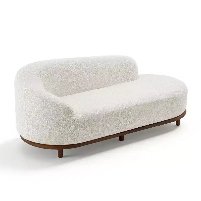 Modern Rubberwood Boucl Upholstered Chaise Lounge