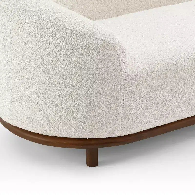 Modern Rubberwood Boucl Upholstered Chaise Lounge