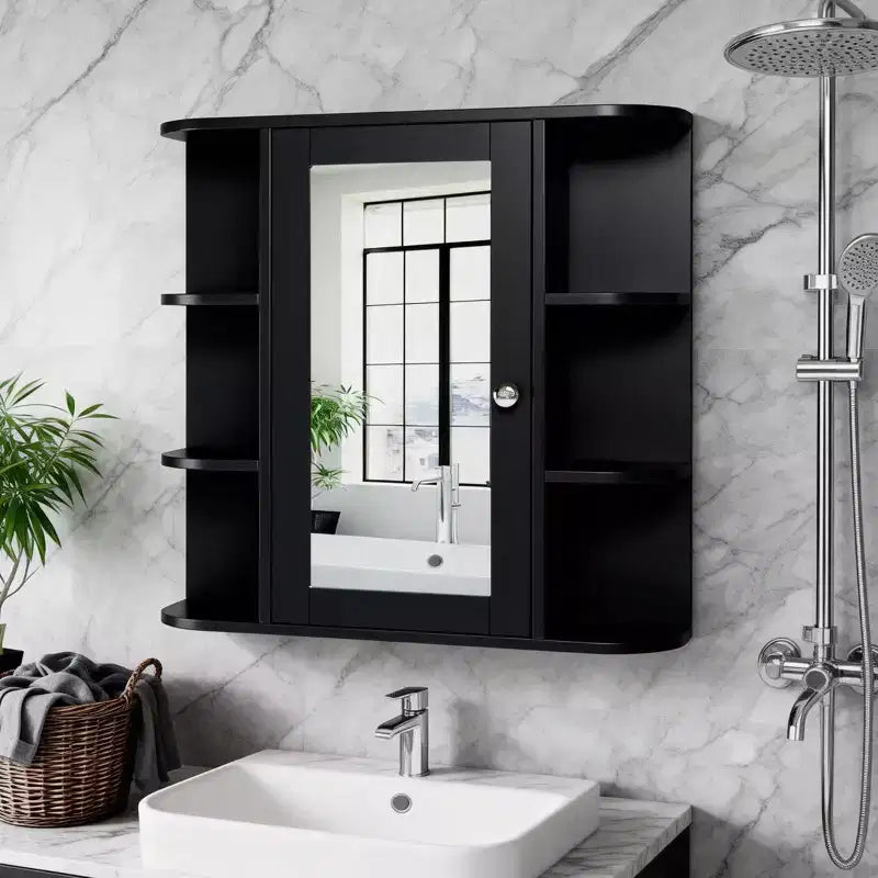 Bathroom Wall Cabinet with Mirror Door and 3 Shelves