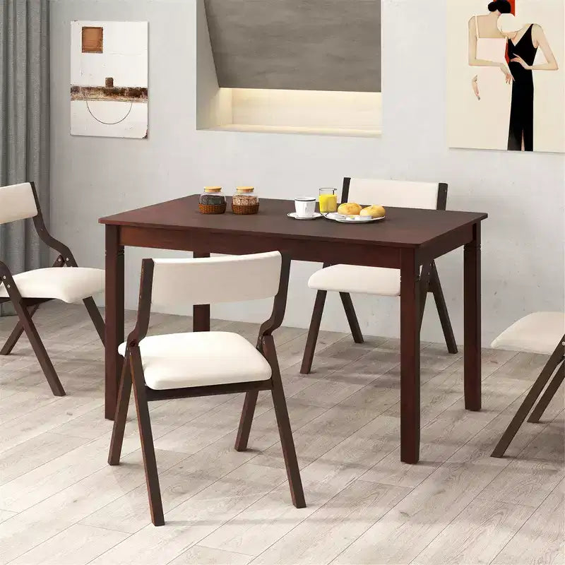 48 Wooden Dining Table for 4 People w/ Rubber Wood Legs Rectangular Table Cherry