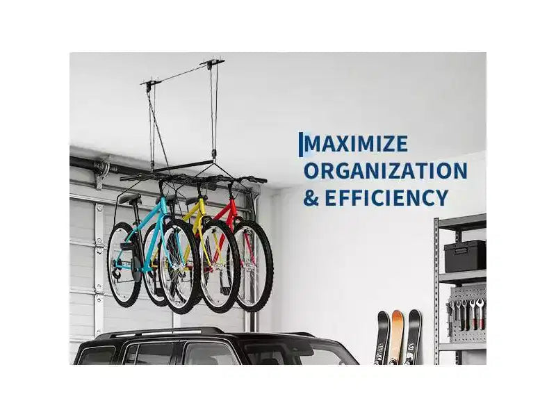 Heavy Duty Ceiling Hoist 150lb Capacity for Cargo Boxes, 8-10ft Ceilings, Overhead Storage with Adjustable Straps, 20m Ropes, Dual Pulley