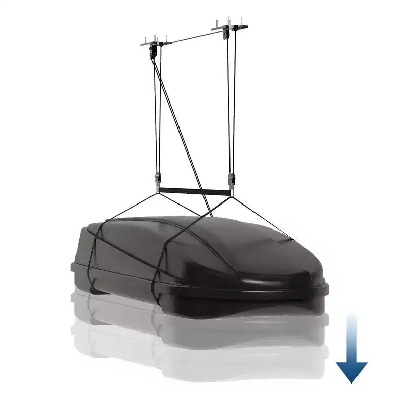 Heavy Duty Ceiling Hoist 150lb Capacity for Cargo Boxes, 8-10ft Ceilings, Overhead Storage with Adjustable Straps, 20m Ropes, Dual Pulley