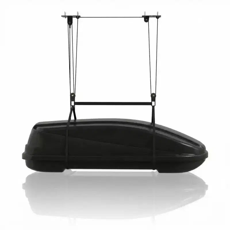 Heavy Duty Ceiling Hoist 150lb Capacity for Cargo Boxes, 8-10ft Ceilings, Overhead Storage with Adjustable Straps, 20m Ropes, Dual Pulley