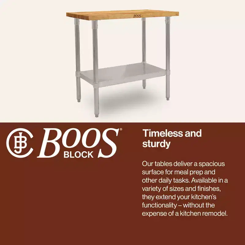 High-Quality Maple Wood Top Work Table with Adjustable Lower Shelf, 36x24x1.5 Inch, Galvanized Steel